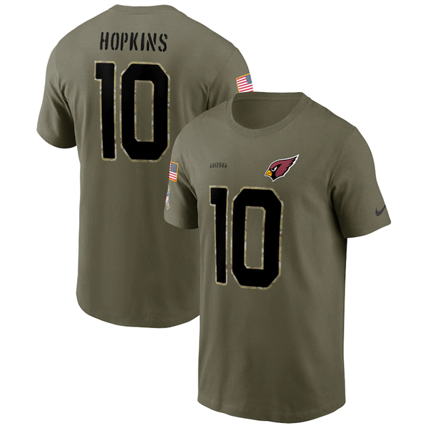 Men's Arizona Cardinals #10 DeAndre Hopkins 2022 Olive Salute to Service T-Shirt Men's Arizona Cardinals #10 DeAndre Hopkins 2022 Olive Salute to Service T-Shirt